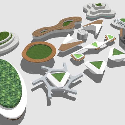  现代树池座椅su模型下载 