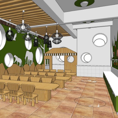  现代幼儿园教室su模型下载 