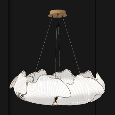  新中式银杏玻璃装饰吊灯su模型下载 