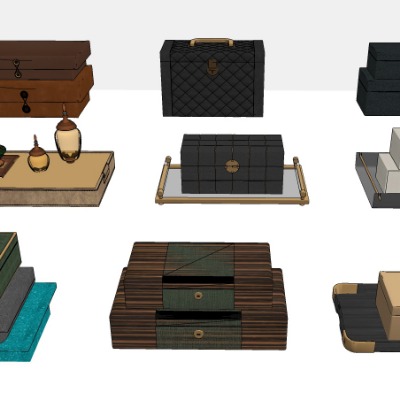  现代盒子饰品盒托盘su模型下载 