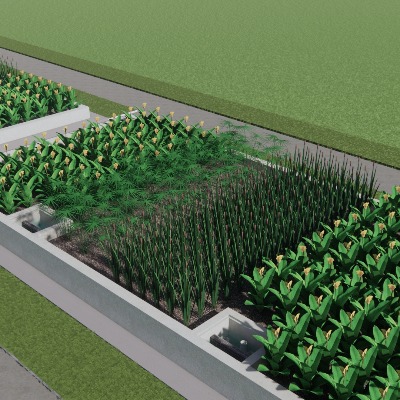  现代绿植花圃su模型下载 