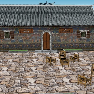  中式乡村古建民居su模型下载 