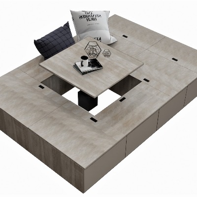  现代榻榻米床su模型下载 