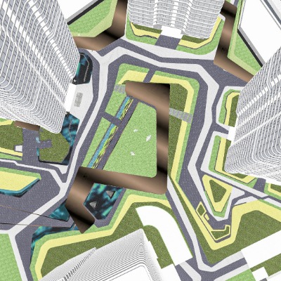  现代住宅小区鸟瞰su模型下载 