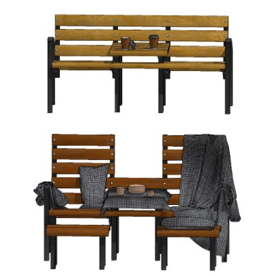  现代户外公用椅su模型下载 