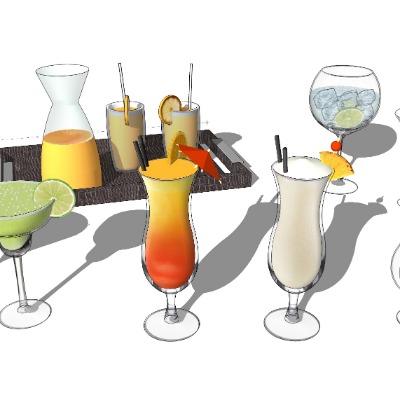  现代饮料鸡尾酒su模型下载 