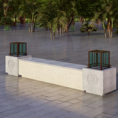  新中式景观座椅公用椅su模型下载 