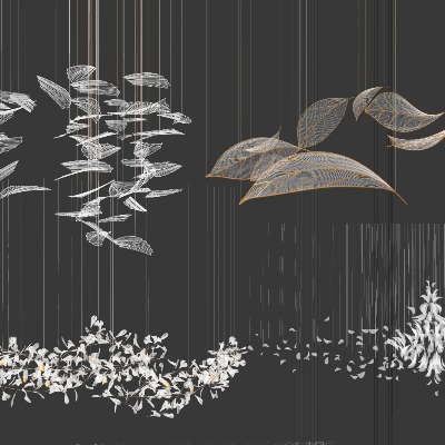  现代水晶装饰吊灯su模型下载 