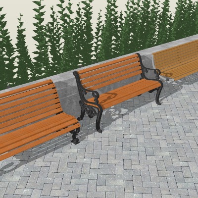  现代公园公用椅su模型下载 