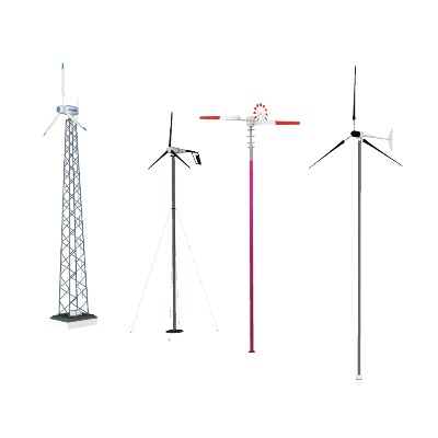  现代风力发电机风车su模型下载 