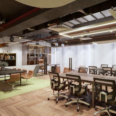  现代敞开式办公室su模型下载 