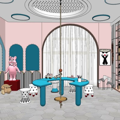  现代化妆品店儿童区su模型下载 