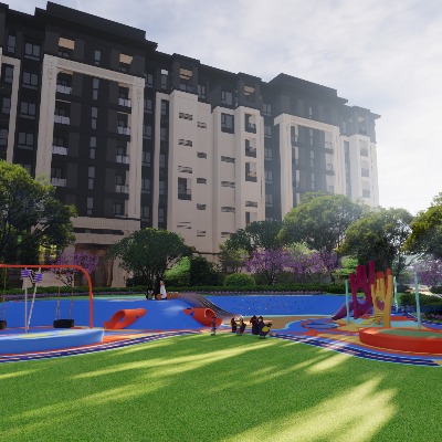  现代儿童游乐区su模型下载 