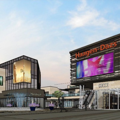  现代商业街su模型下载 