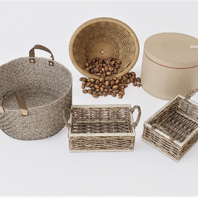  现代竹编篮子su模型下载 