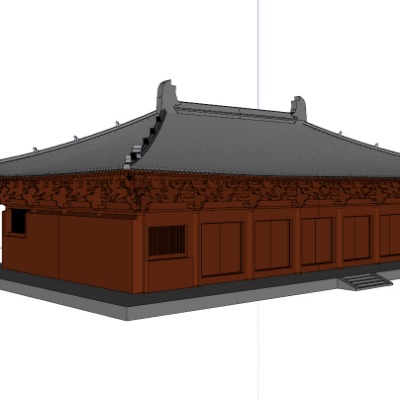  中式古建佛光寺大殿su模型下载 