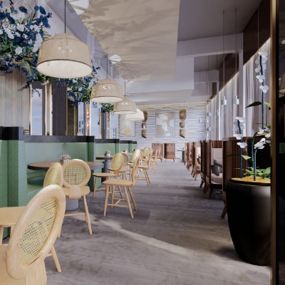  北欧快餐店su模型下载 