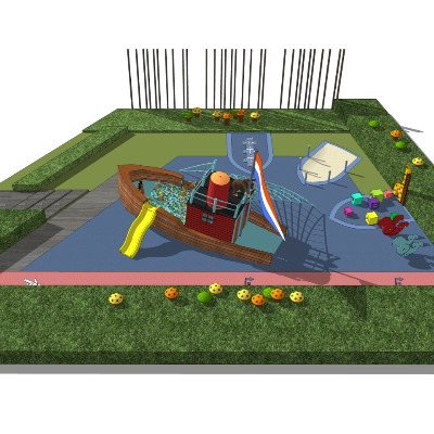 现代儿童游乐场su模型下载 