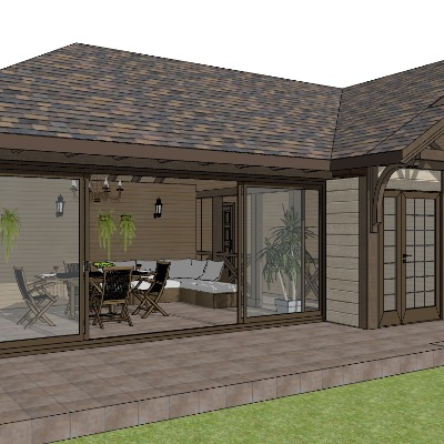  美式住宅民宿建筑su模型下载 