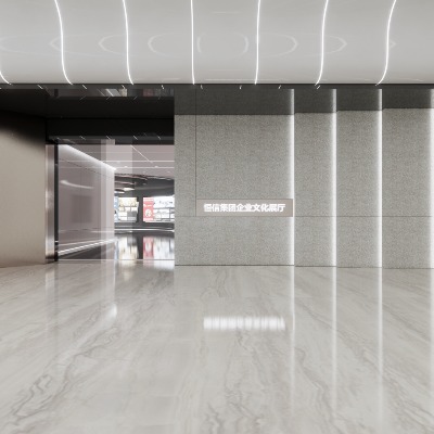  现代展厅su模型下载 