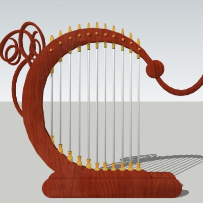  现代乐器竖琴su模型下载 