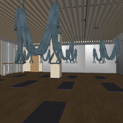  现代健身房瑜伽室su模型下载 