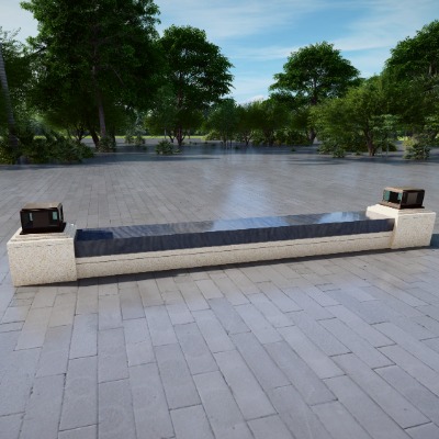  新中式景观座椅公用椅su模型下载 