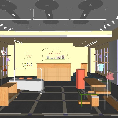  现代服装店su模型下载 