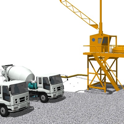  现代工地重型吊车su模型下载 