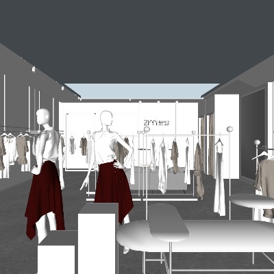  现代服装店su模型下载 