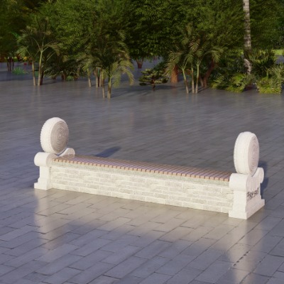  新中式景观座椅公用椅su模型下载 