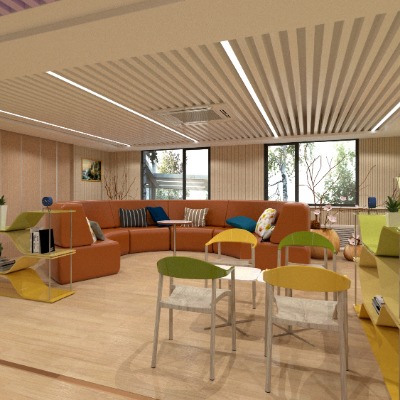  现代健身房瑜伽室休息区su模型下载 