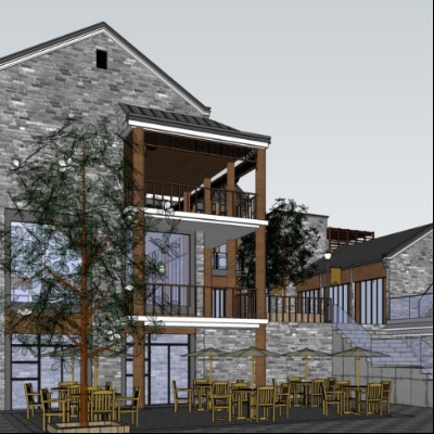  中式古建商业街su模型下载 