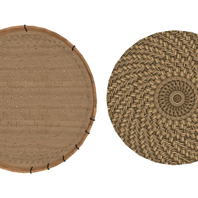  现代竹编托盘su模型下载 