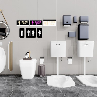  现代马桶蹲便器su模型下载 