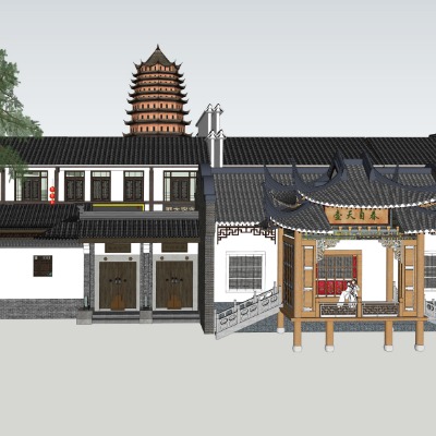  中式古建祠堂老宅su模型下载 