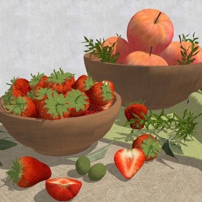  现代水果盘su模型下载 