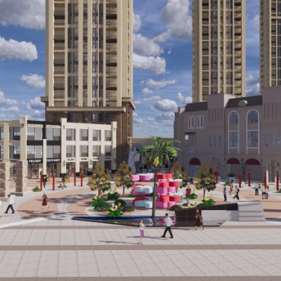  欧式商业街步行街su模型下载 