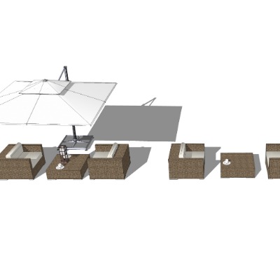  现代藤编户外椅su模型下载 