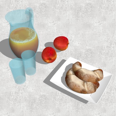  现代面包饮料食物su模型下载 