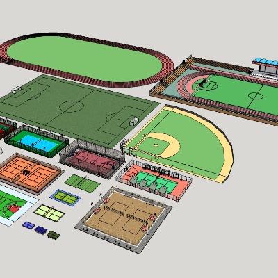  现代运动场地su模型下载 