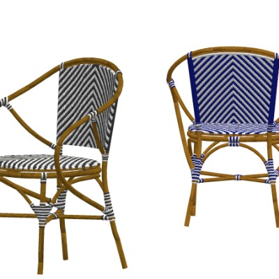  北欧藤编户外椅su模型下载 