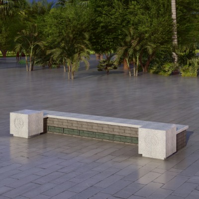  新中式景观座椅公用椅su模型下载 