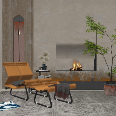  现代休闲躺椅su模型下载 