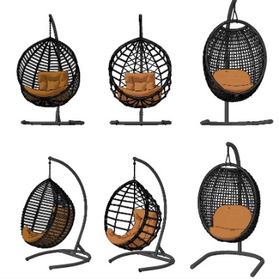  现代藤编吊椅su模型下载 