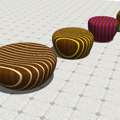  现代公园广场景观坐凳su模型下载 