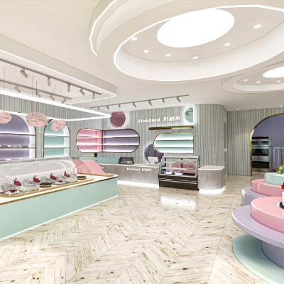  现代甜品店蛋糕店su模型下载 