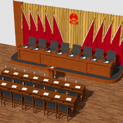  现代会议桌椅su模型下载 