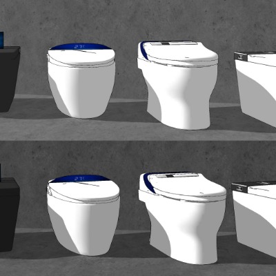  现代智能马桶坐便器su模型下载 