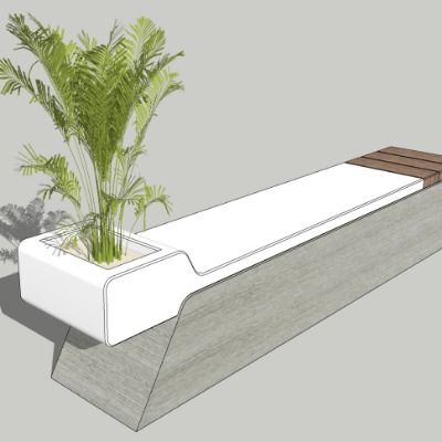  现代创意坐凳公用椅su模型下载 